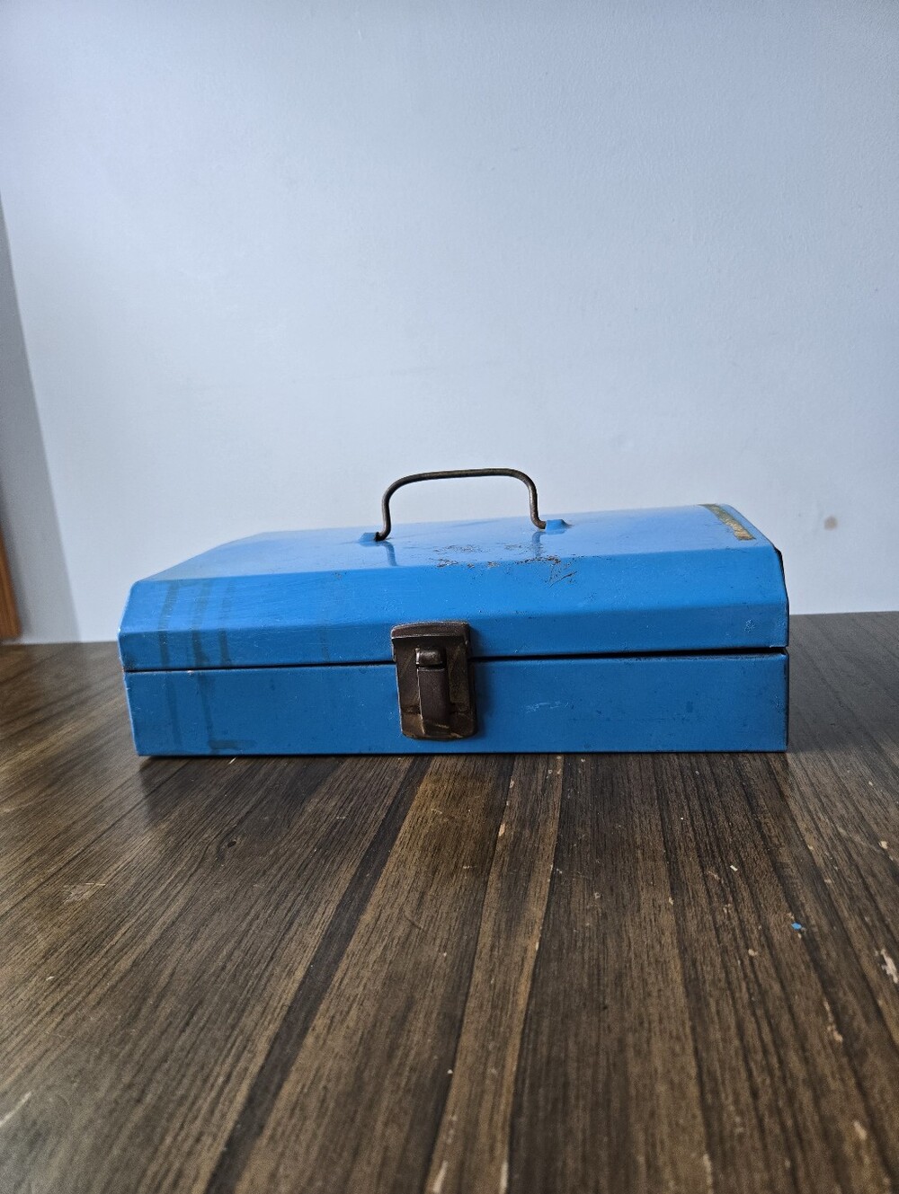Vintage Blue Metal Toolbox